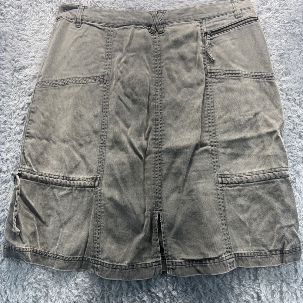 Women's Athleta Size 12 Cargo Skirt Green Granola Girl Pockets Tencel Lyocell - Picture 10 of 12